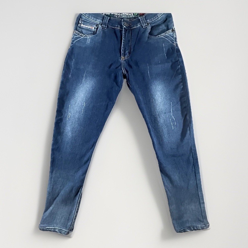 Diesel Jeans Mens 30 Blue Distressed Slim Tapered Fit Denim Pants Vintage Look